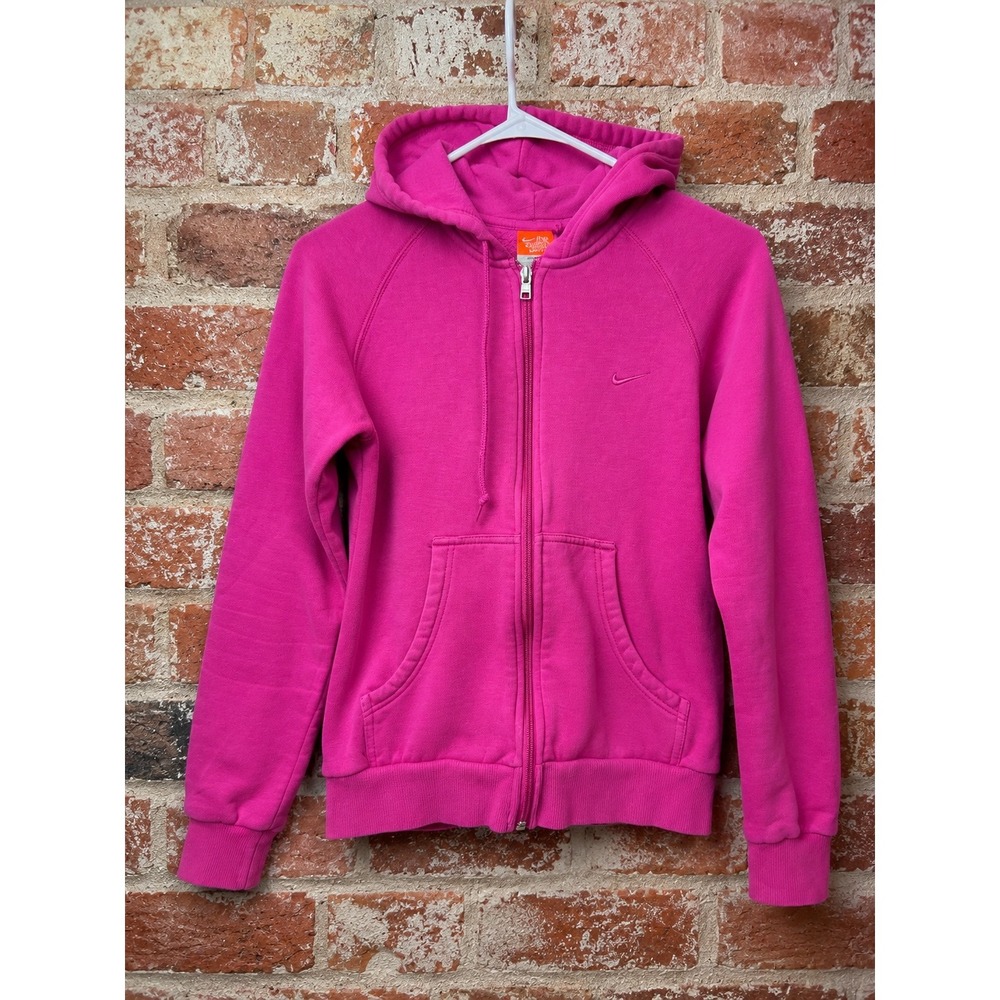 Y2K Nike Pink Full Zip Hoodie Sweatshirt M 2000s Athleisure Fall Layering Gym